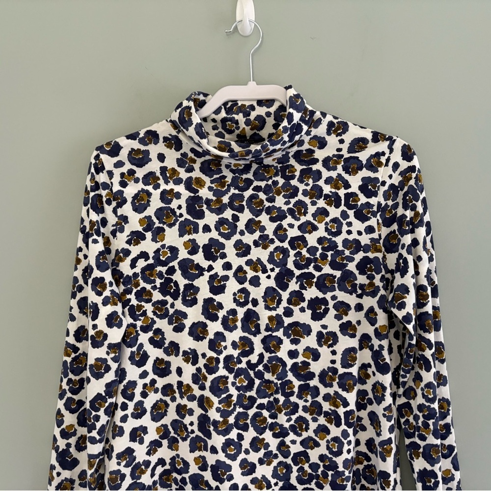 J.Crew Floral Leopard Print Turtleneck Top – XL – 100% Cotton - Picture 4 of 11